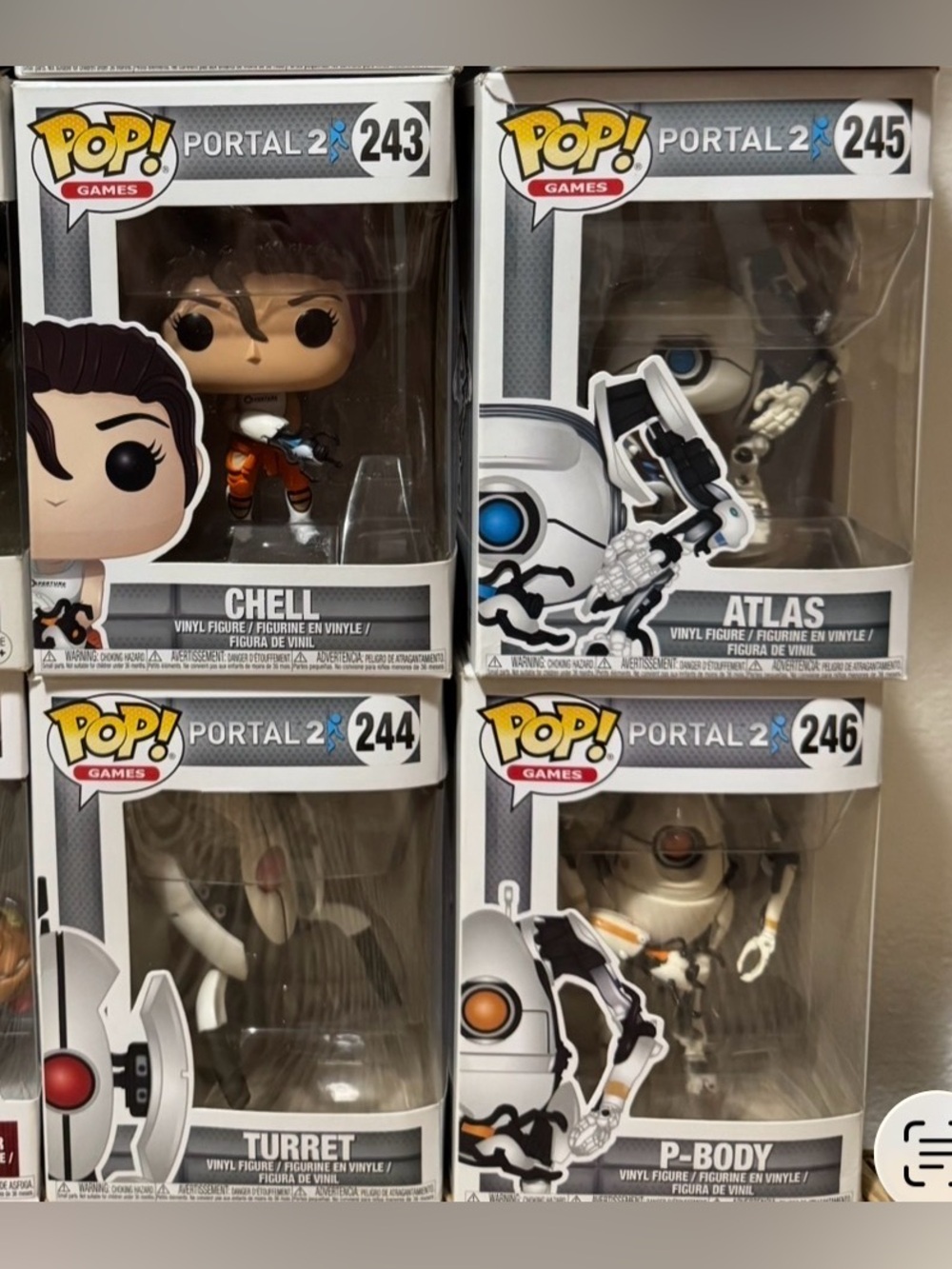 Funko Pop - Portal 2 - Chell, Atlas, Turret & P-Body: Bundle of 4!